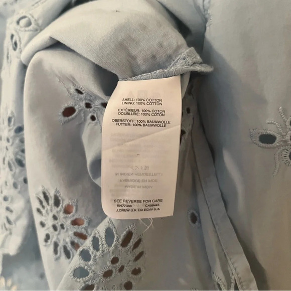 J. CREW Funnelneck Cotton Scalloped Edge Embroidered Tunic Shirt - Picture 12 of 13